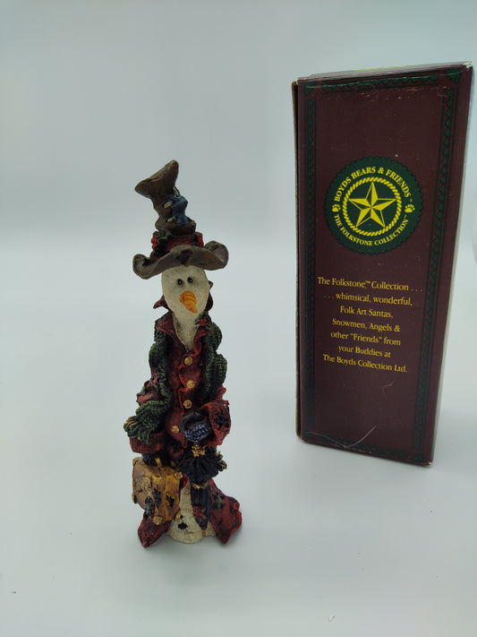 *Vintage Boyd's Bears 1995 Folkstone Collection Northbound Willie Snowman Christmas Figurine in Original Box