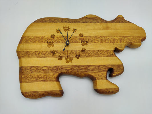 Rustic Handcrafted Bear Clock