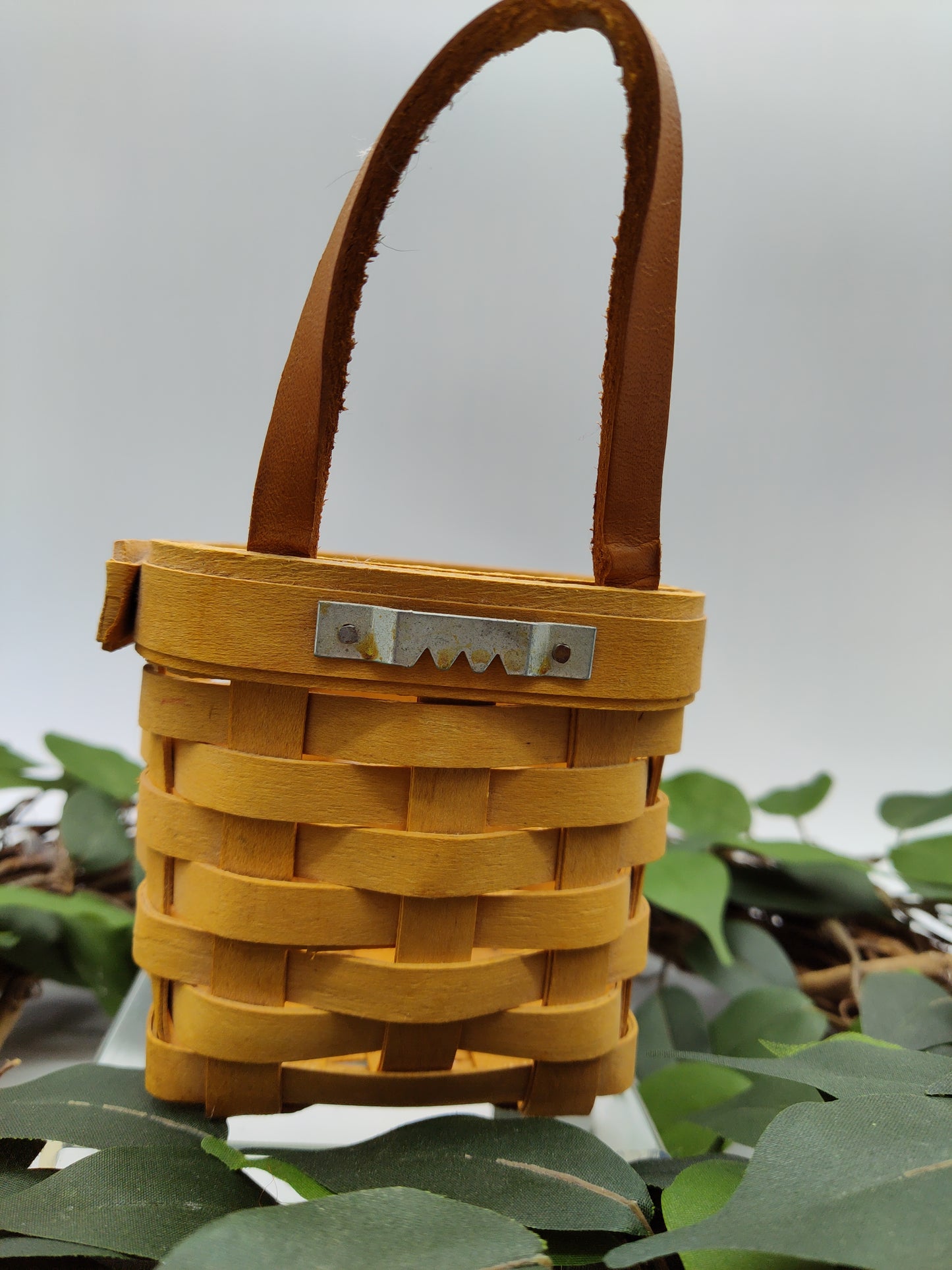 Longaberger Basket with Leather Strap and Hanger