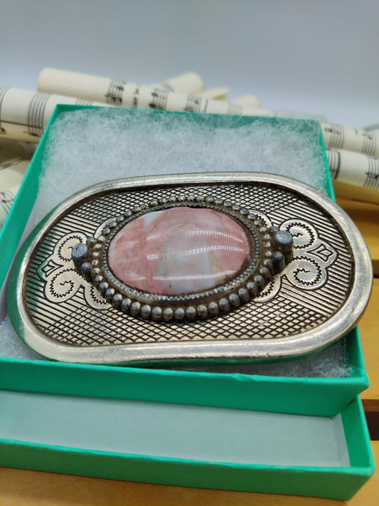 *Belt Buckle With Inlaid Stone