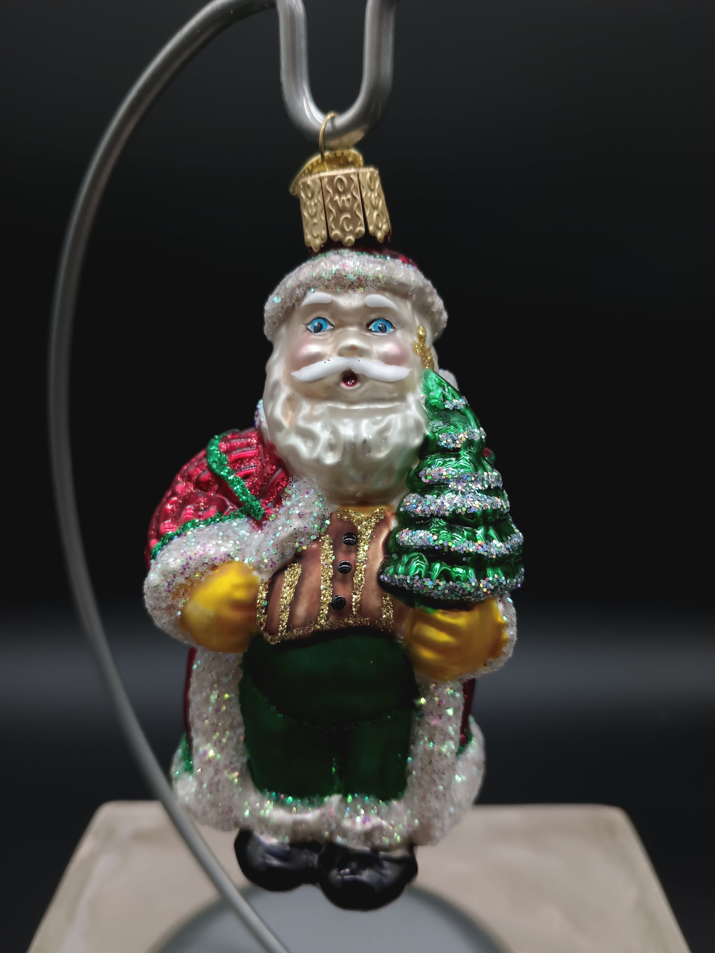 *Santa Holding Tree Christmas Glass Ornament