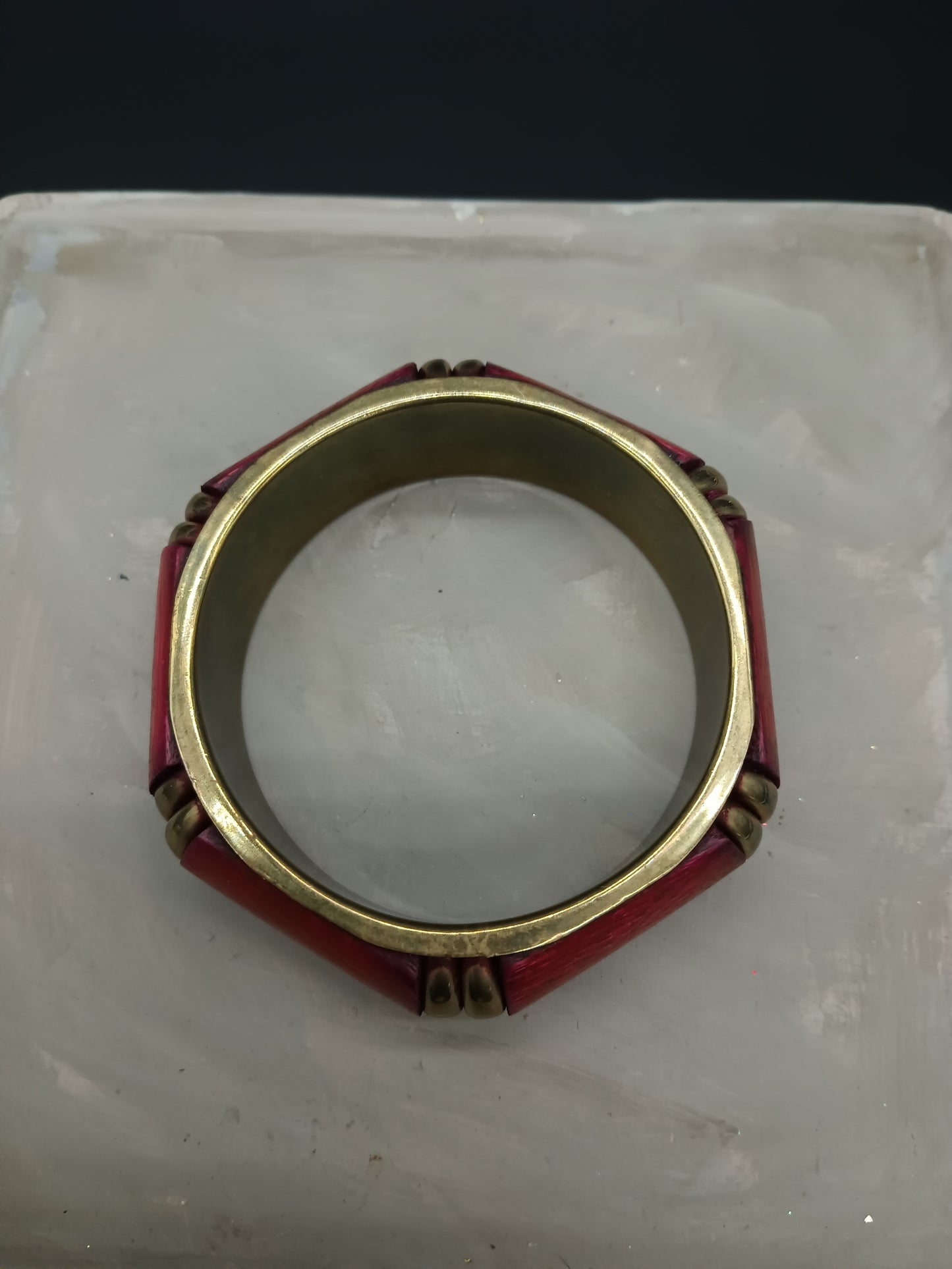 Red Segmented Brass Bracelet