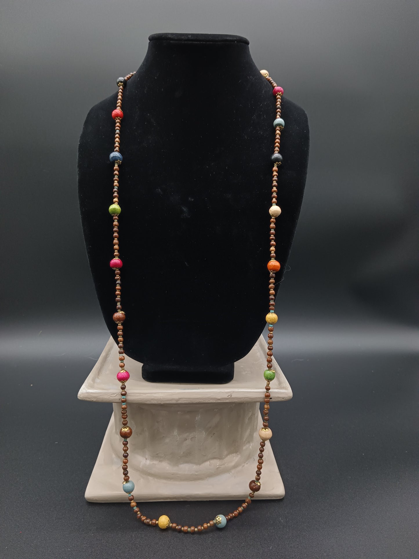 Colorful Wood Bead Necklace
