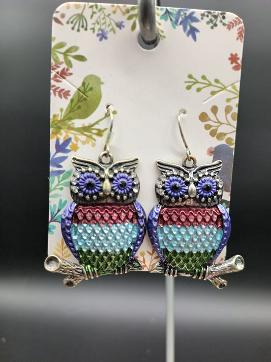 Multicolor Owl Earrings