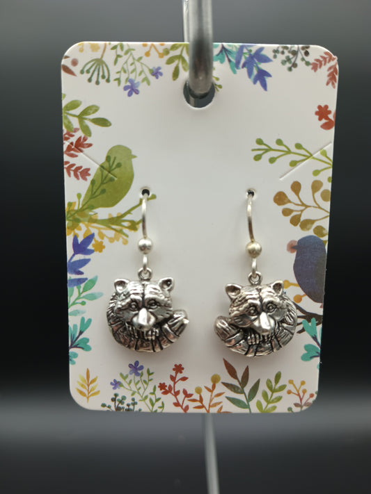 Silver Colored Racoon Earrings