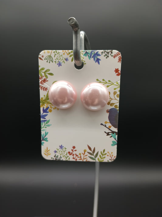 Pink Acrylic Pearl Earrings