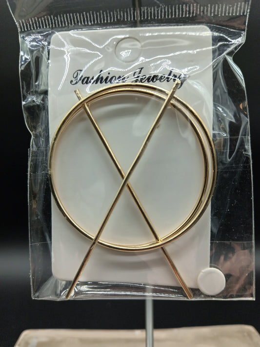 Geometric Gold Tone Circle Bar Hoop Earrings New In Package