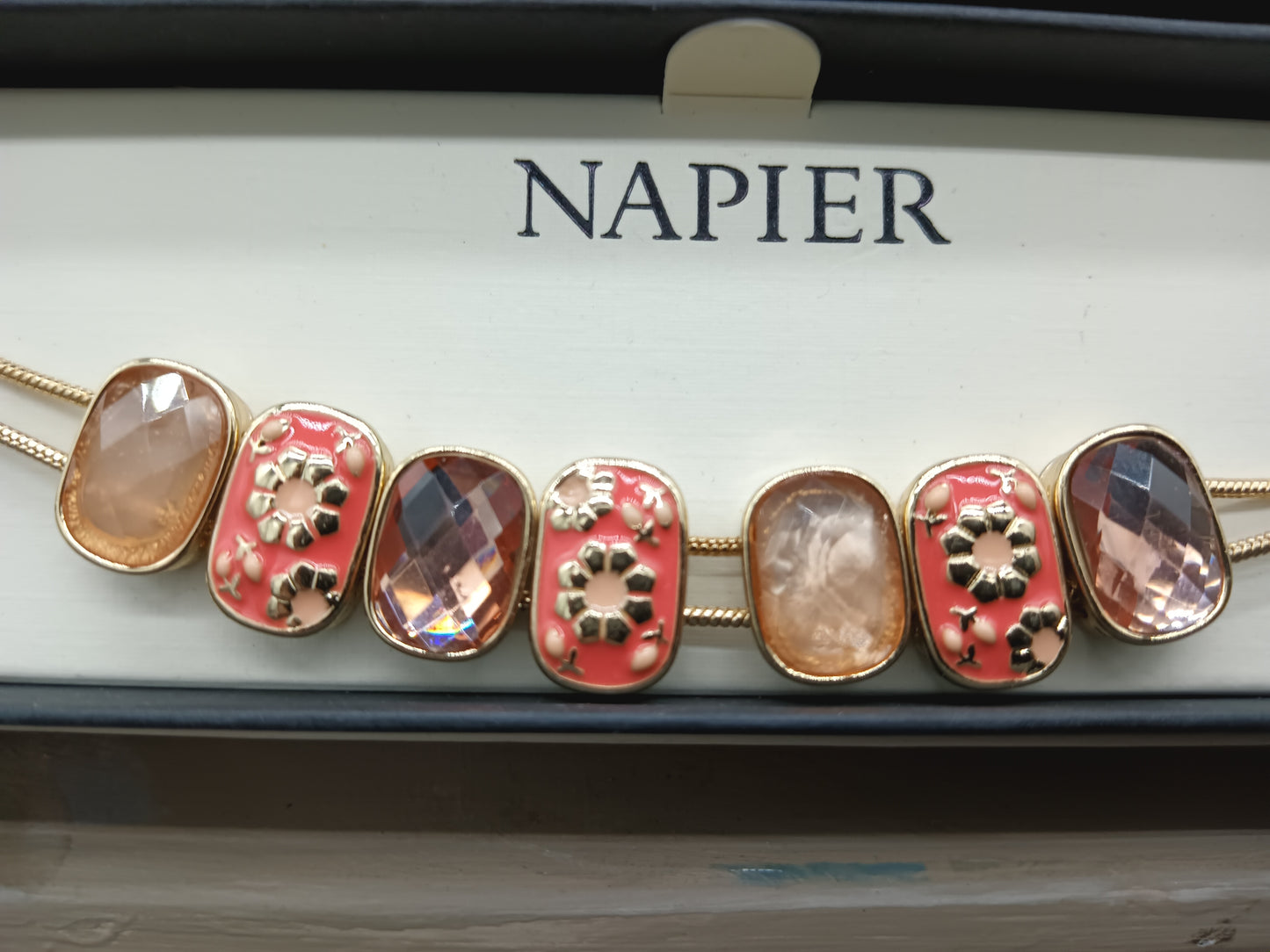 Napier Boxed Flower Pattern Slide Bracelet