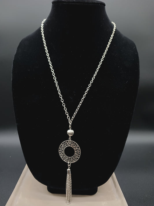 Circle and Tassel Necklace