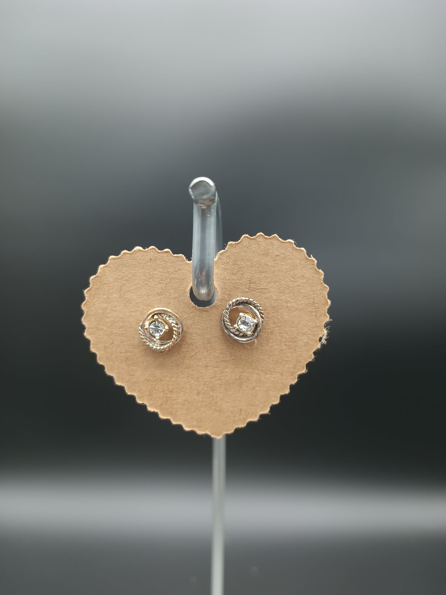 Small Rhinestone Double Loop Earrings