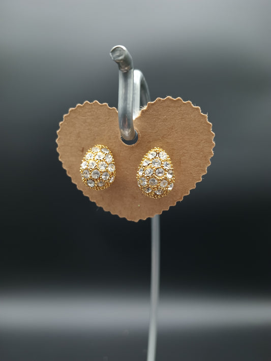 Gold Tone and Rhinestone Earrings