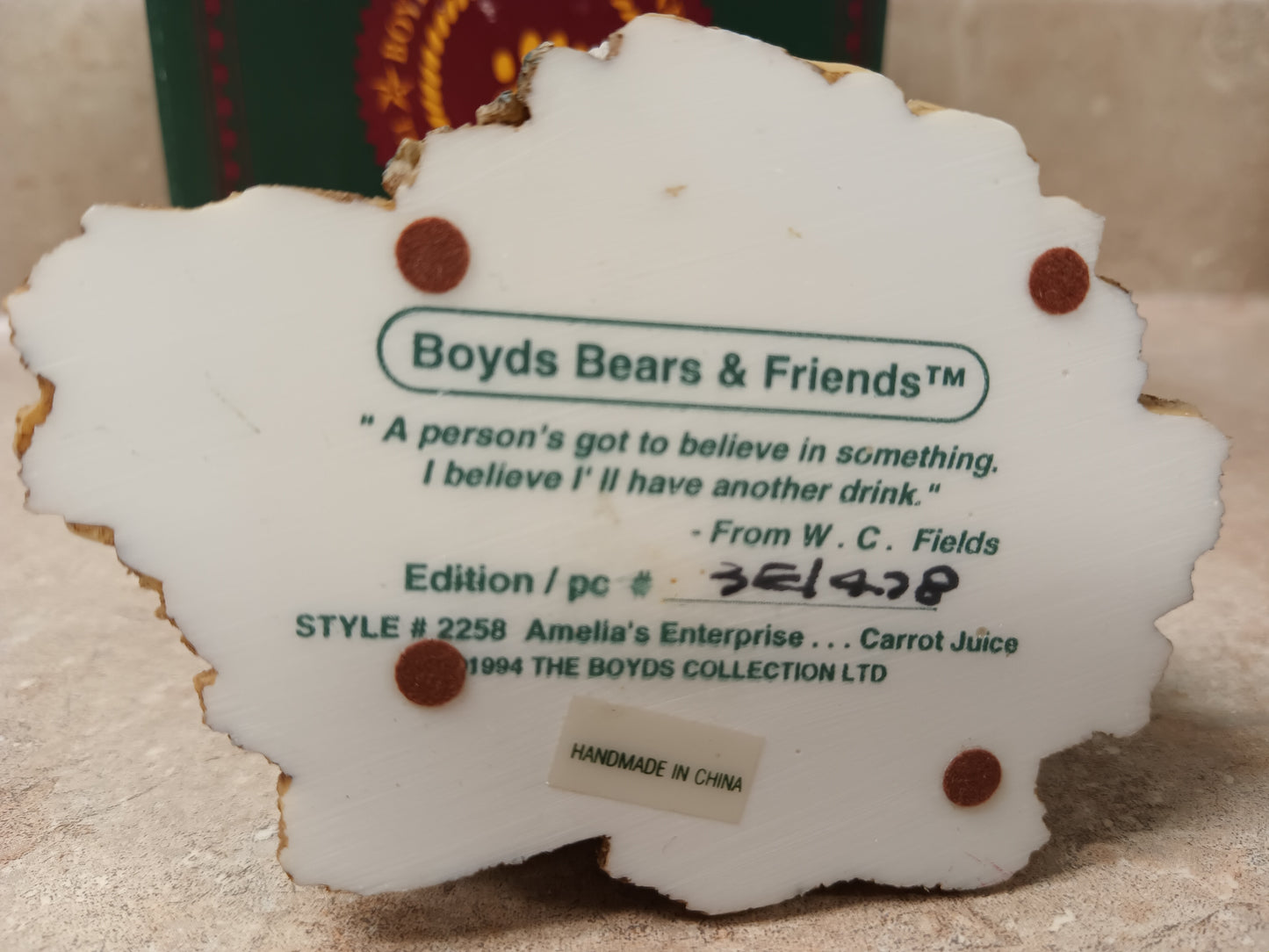 Boyds Bears Amelia's Enterprise Carrot Juice
