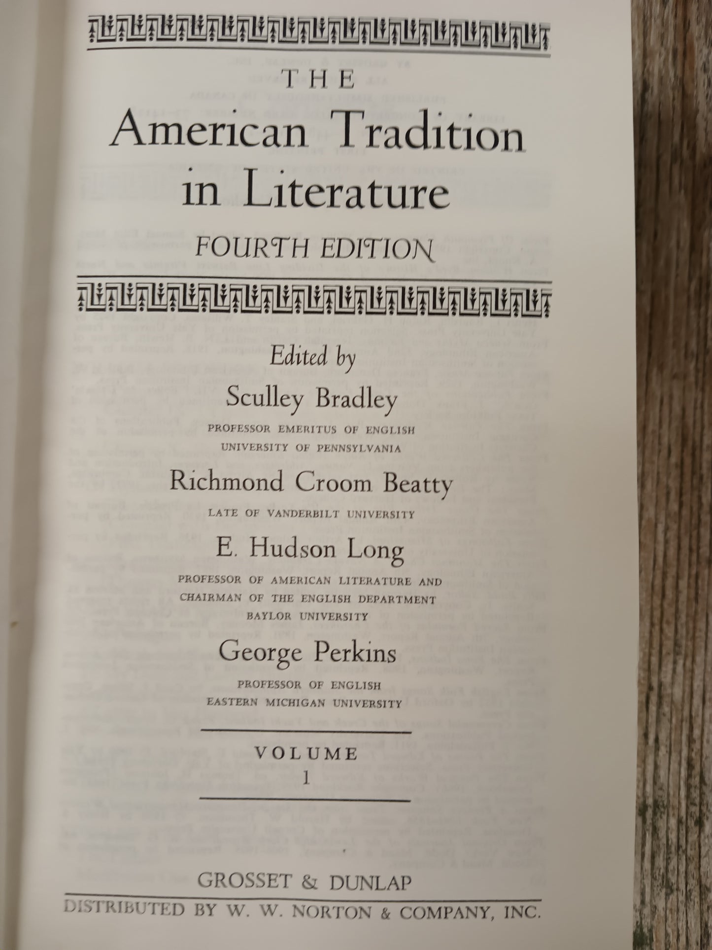 The American Tradition In Literature Vol 1