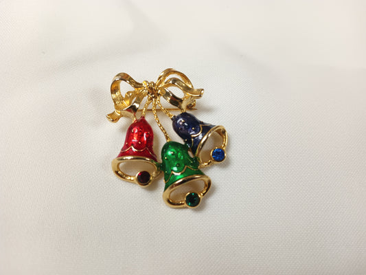 *Christmas Bells Red, Green, And Blue Enamel Pin