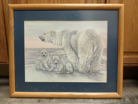 "Mama Polar Bear And Cubs" Print