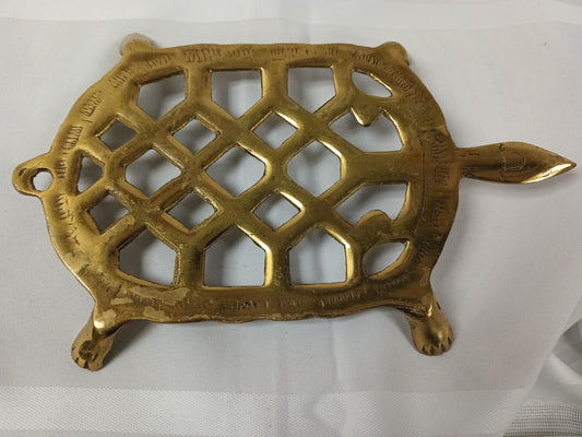 Vintage Brass Metal Turtle Trivet