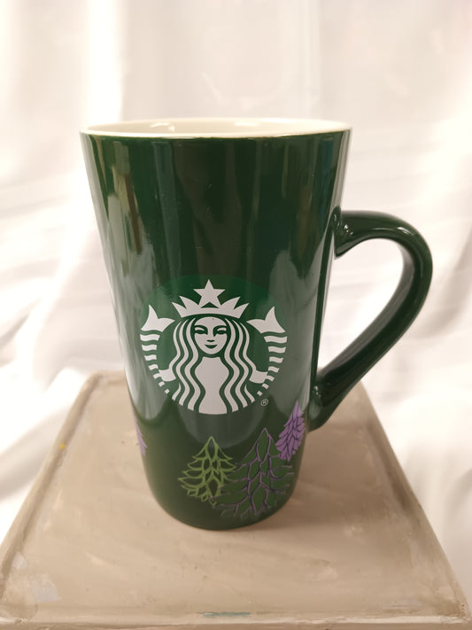 *Starbucks Green Tall Ceramic Christmas Mug